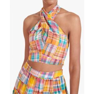 NWOT STAUD Kai Patchwork/Plaid Top